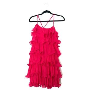 Bandit and the Babe - Women’s Mini Ruffle Layer Dress (Fuschia/Hot Pink - L)